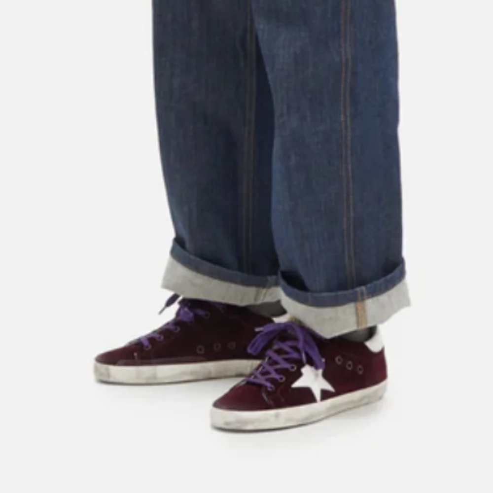 AUTHENTIC Golden Goose Superstar Sneaker in Bordeaux Velvet & White Star - Picture 15 of 15